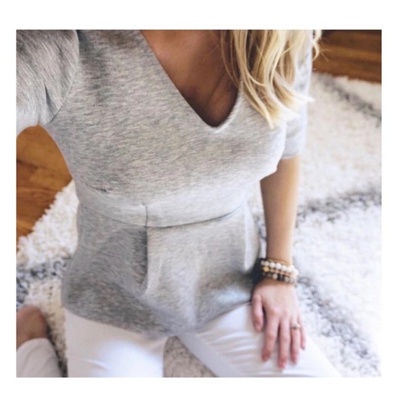 Ann Taylor Tops - Ann Taylor Gray Peplum Sweatshirt